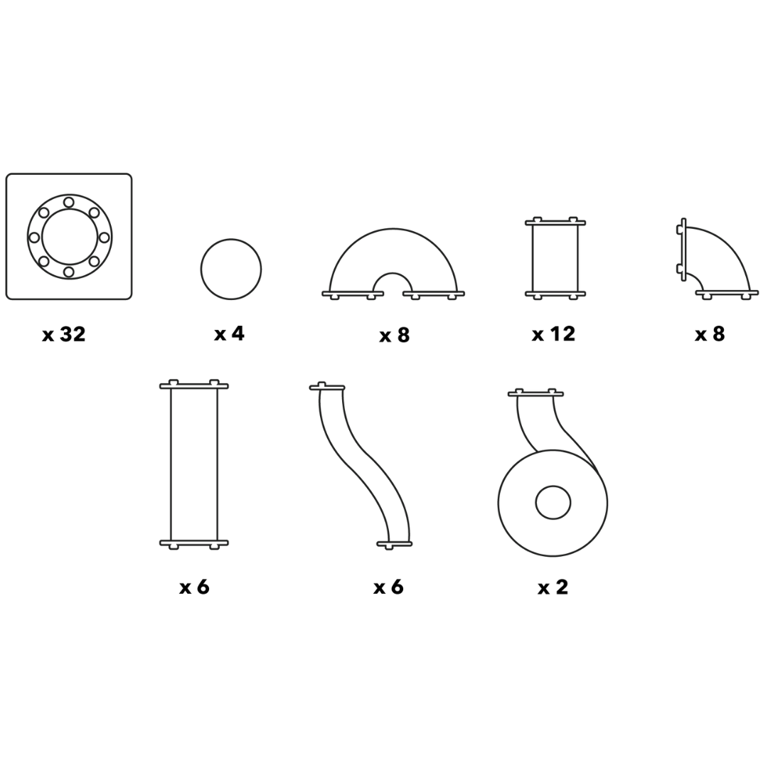 Set de constructie Magnetica Moonkee tuburi si placi ce contine cutia