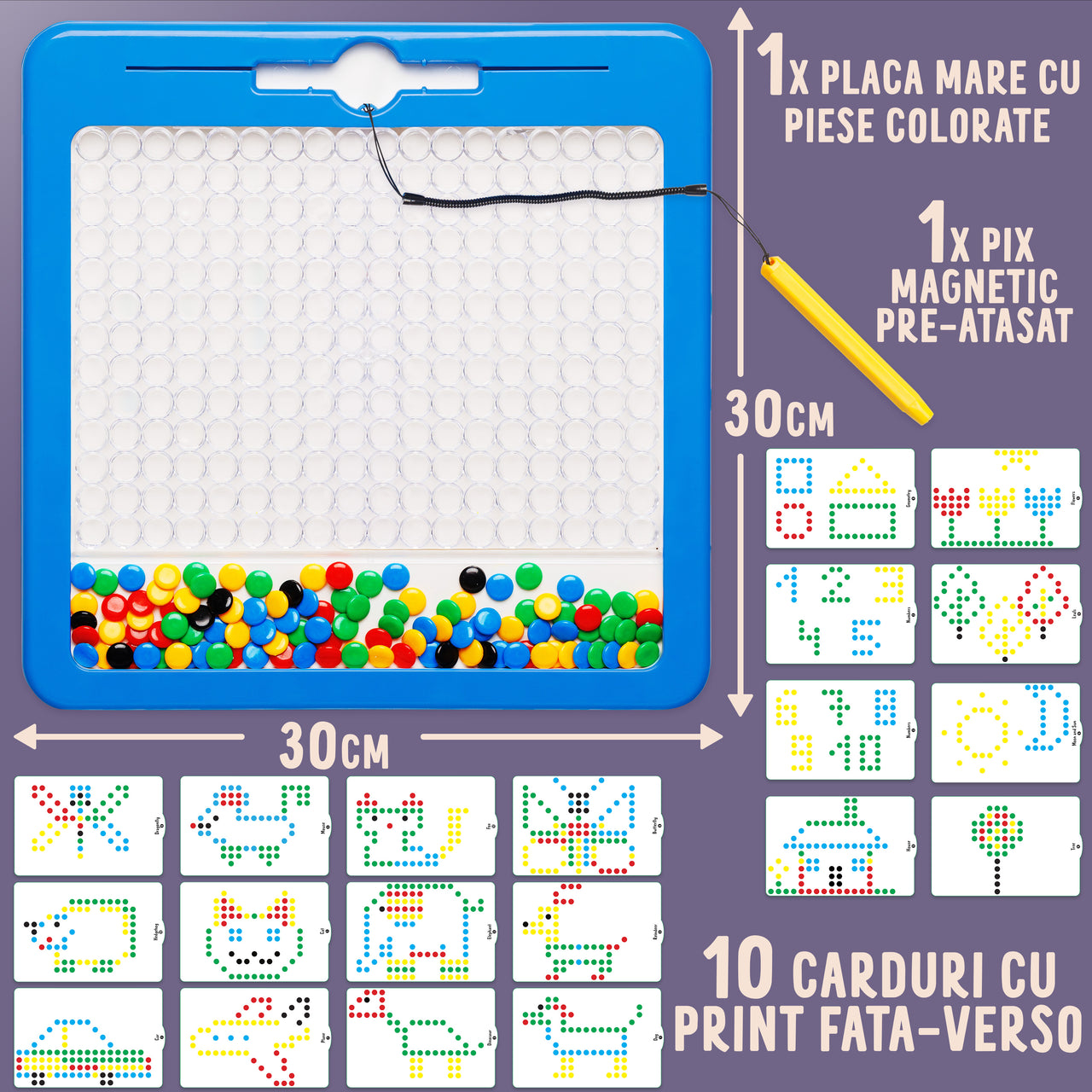 Tabla de Desen Magnetica pentru Copii albastra Moonkee ce contine cutia